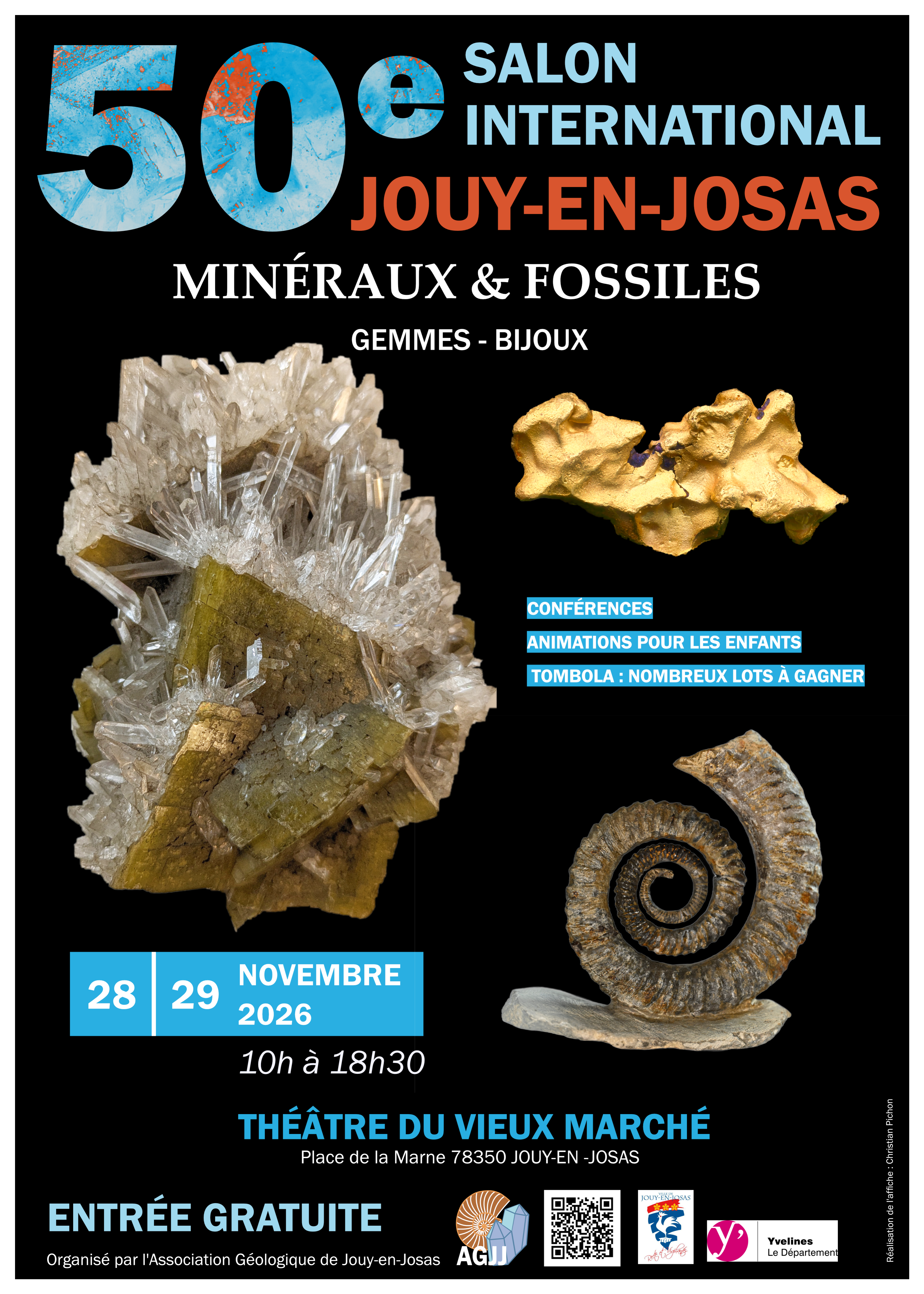 50ème salon international des minéraux, fossiles, gemmes et bijoux de Jouy en Josas
