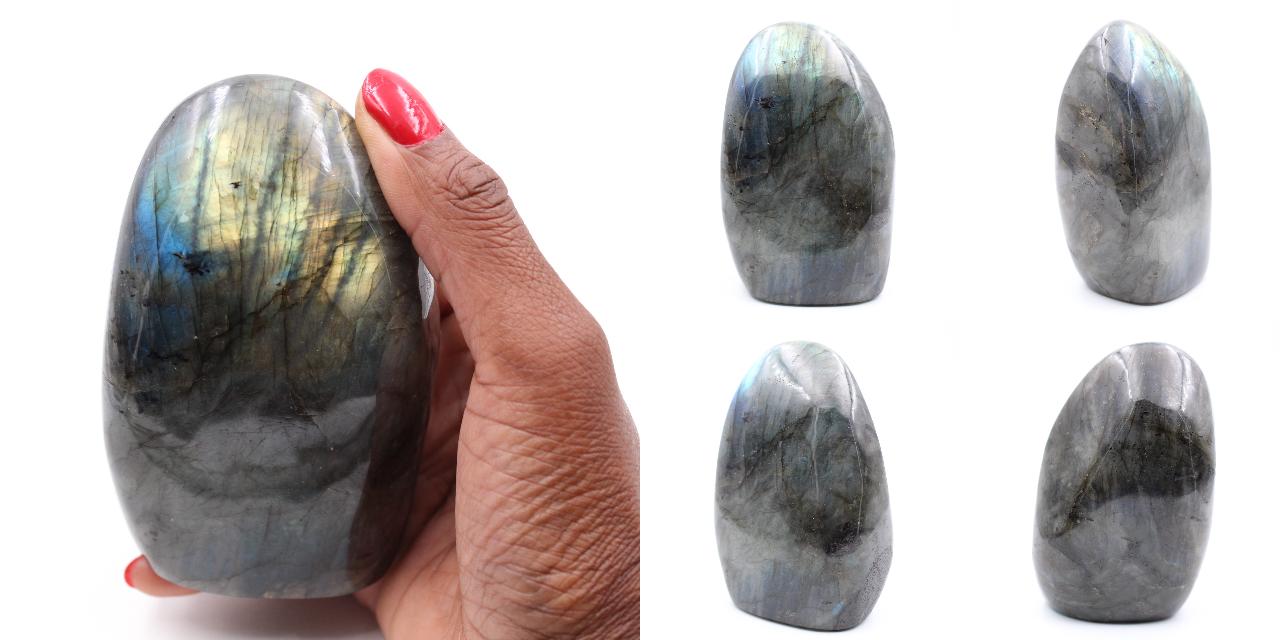 Labradorite pierre polie Madagascar 810gr 100mm