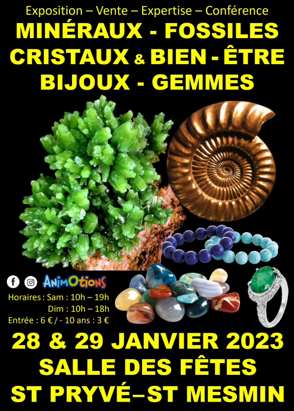 Salon Minéraux Fossiles Gemmes Cristaux & Bien-Être Bijoux de Créateurs
