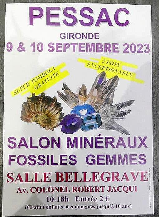 27 éme SALON MINERAUX FOSSILES ET GEMMES DE PESSAC