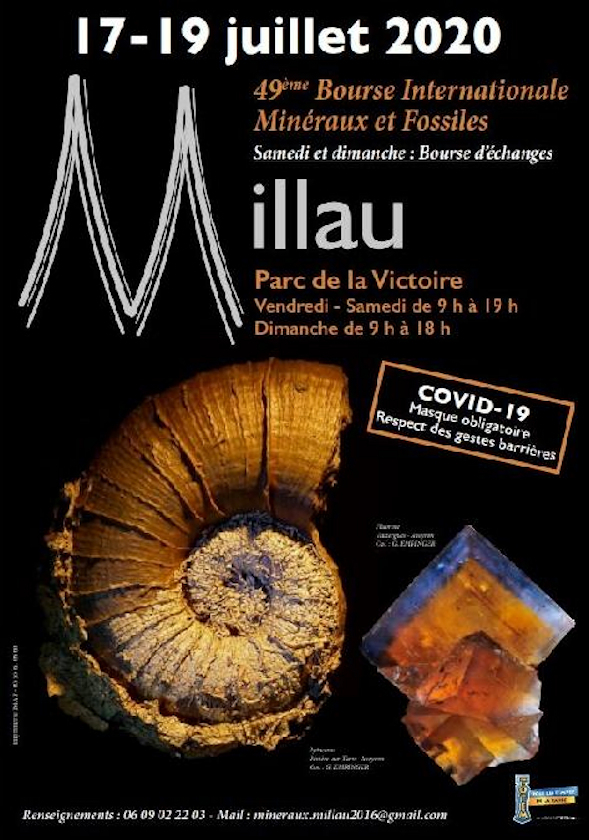 Bourse Minéraux Fossiles et bourse échanges Millau 2020