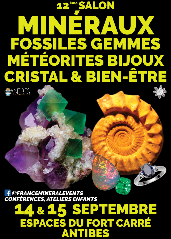 12ème Salon MinéralEvent d'Antibes - Minéraux, Fossiles, Gemmes, Bijoux, Cristal & Bien-être