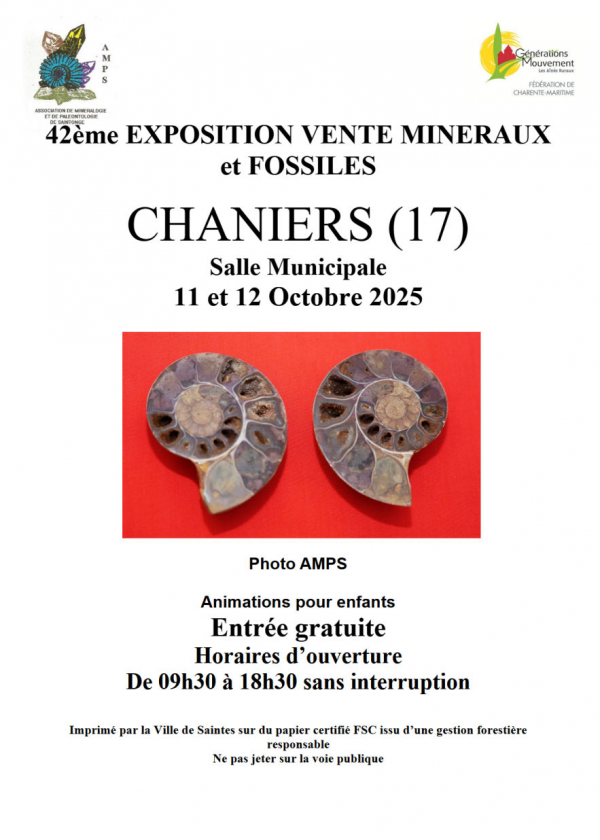 42ème EXPOSITION VENTE MINERAUX et FOSSILES