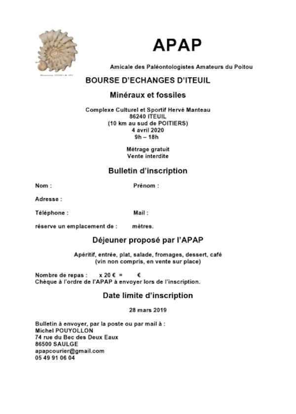 Bourse d'échange de de fossiles et minéraux