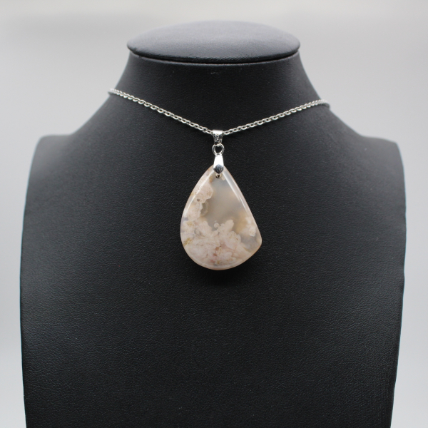 Pendentif goutte en agate fleur