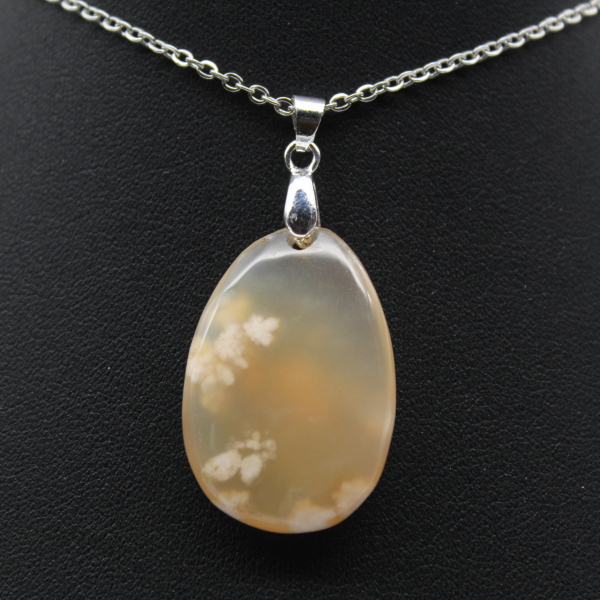 Pendentif goutte en agate fleur