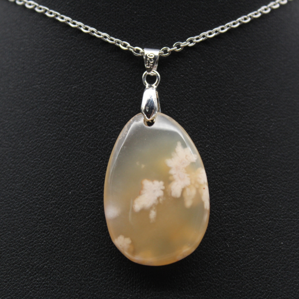 Pendentif goutte en agate fleur