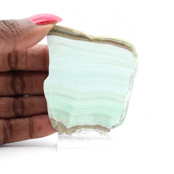 Tranche d’Aragonite verte pour collection de minéraux