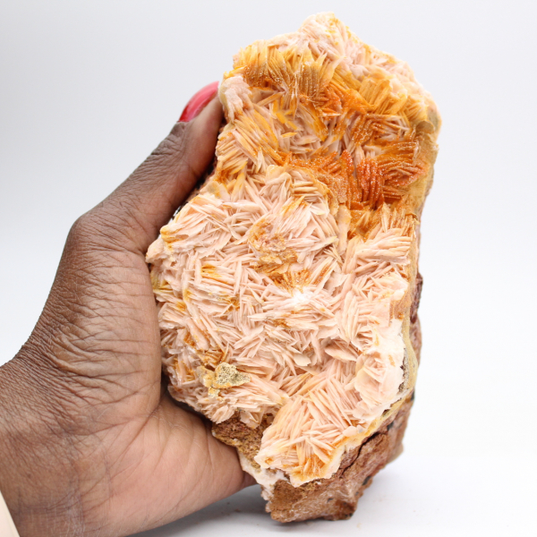 Barytine orange marocaine à cristaux structurés