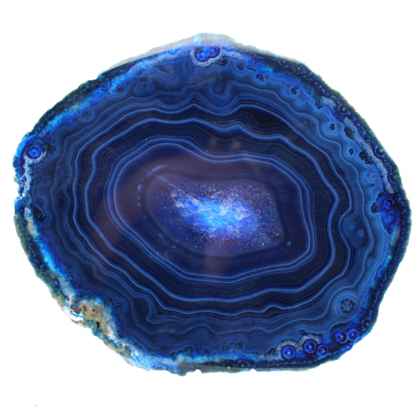 Agate bleue polie en tranche pour amateurs de pierres