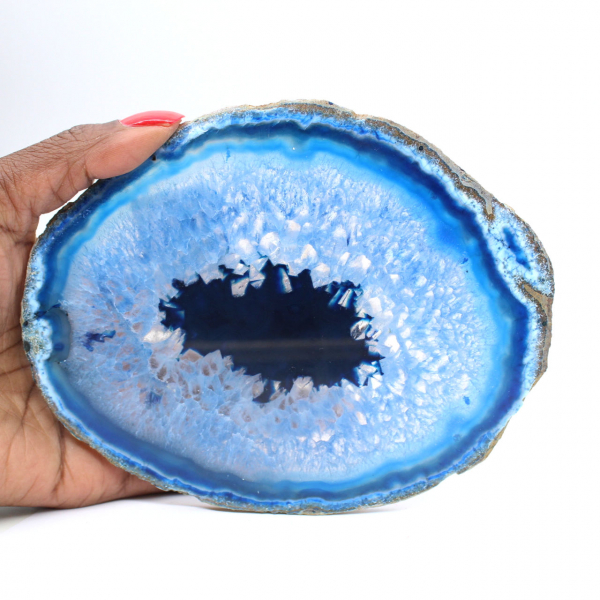 Agate bleue en tranche naturelle issue du Brésil