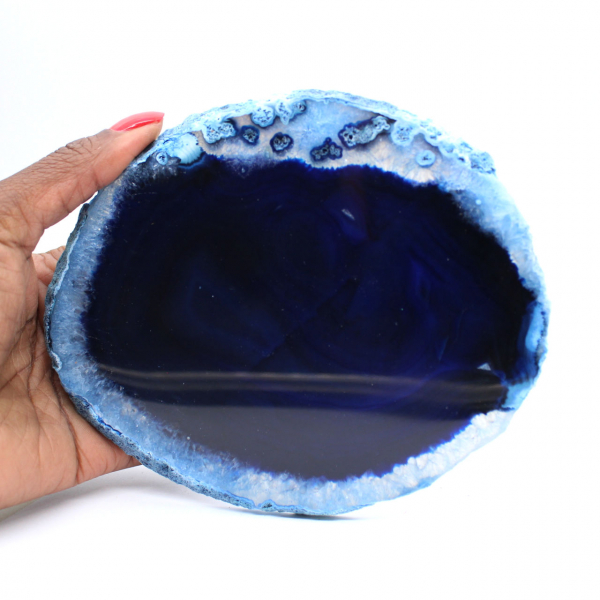Agate bleue du Brésil en tranche pour décoration minérale