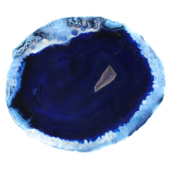 Agate bleue du Brésil en tranche pour décoration minérale