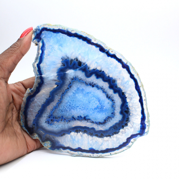 Tranche d’agate bleue du Brésil pour collection décorative