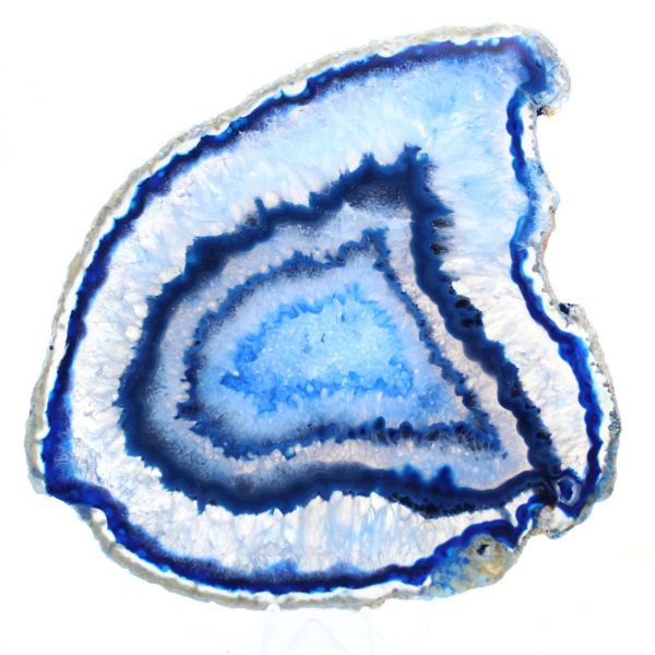 Tranche d’agate bleue du Brésil pour collection décorative