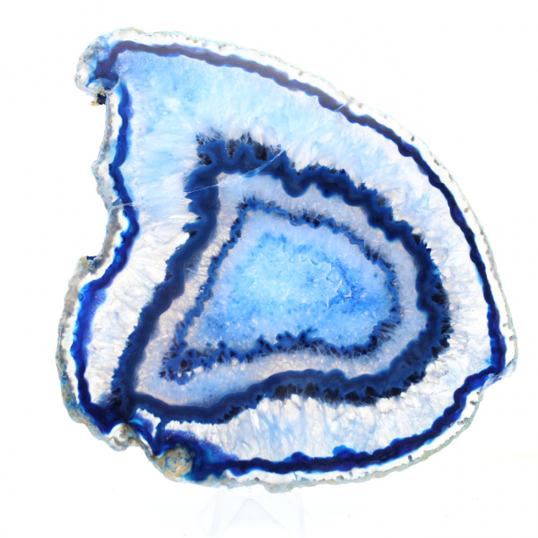 Tranche d’agate bleue du Brésil pour collection décorative