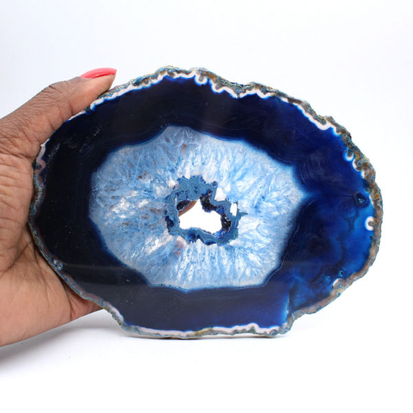 Agate bleue du Brésil en tranche fine et décorative
