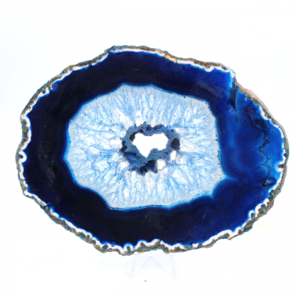 Agate bleue du Brésil en tranche fine et décorative