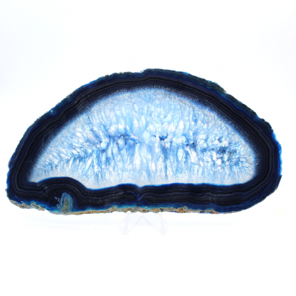Tranche d’agate bleue allongée d’origine brésilienne
