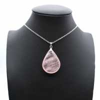 Pendentif goutte en quartz rose