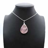 Pendentif goutte en quartz rose