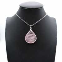 Pendentif goutte en quartz rose