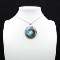 Pendentif rond en labradorite