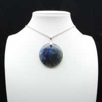 Pendentif rond en labradorite