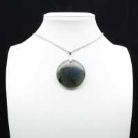 Pendentif rond en labradorite
