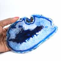 Tranche d’agate bleue fine d’origine brésilienne
