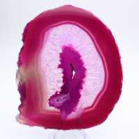 Agate en tranche polie teinté rose