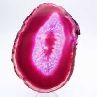 Tranche polie d’agate rose teinté