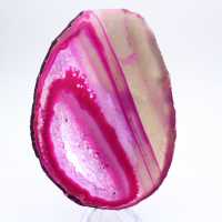 Agate en tranche teinté rose polie