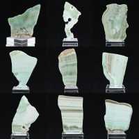Pierre d’Aragonite verte naturelle en tranche