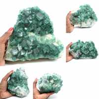 Fluorite brute verte en cristaux sur gangue