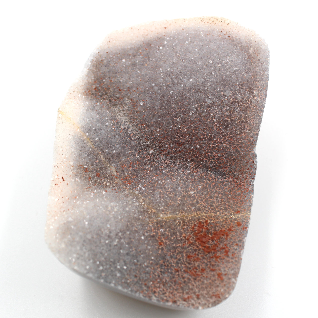 Cristaux de quartz sur agate polie