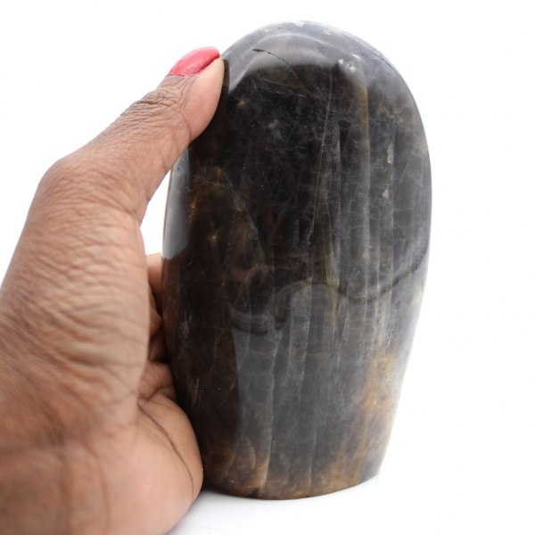 pierre de lune noir microline polie de Madagascar