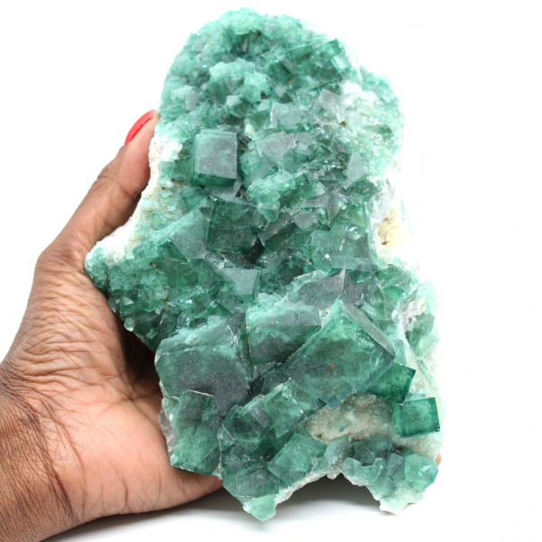 Fluorite brute verte en cristaux sur gangue