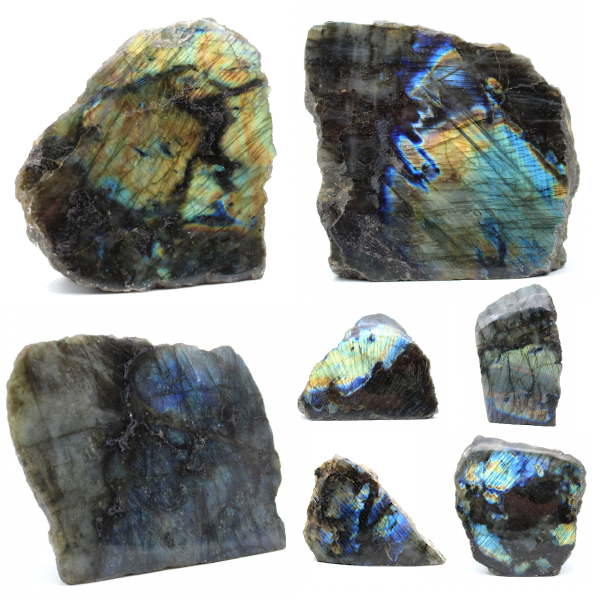 Labradorite une face polie pierre d’ornement de Madagascar