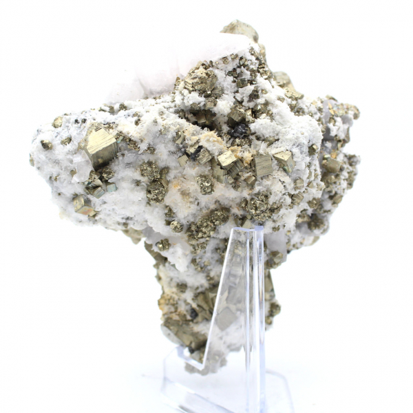 Pyrite avec cristaux de calcite et de quartz