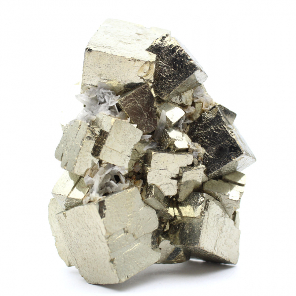 Pyrite avec cristaux de calcite et de quartz