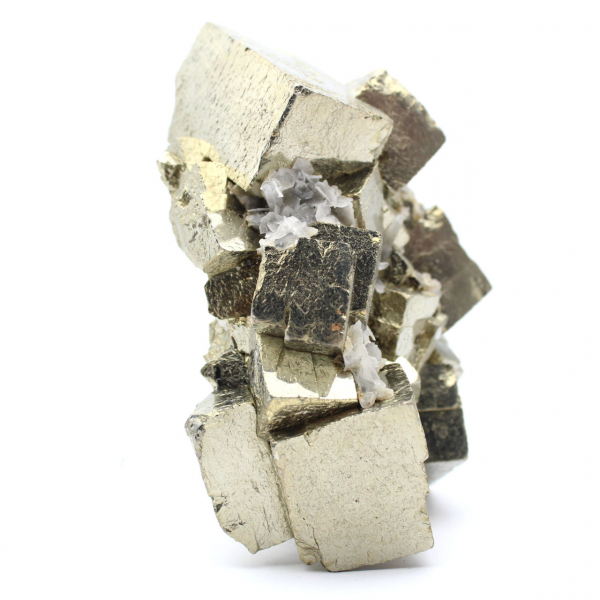 Pyrite avec cristaux de calcite et de quartz