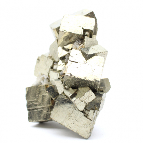 Pyrite avec cristaux de calcite et de quartz