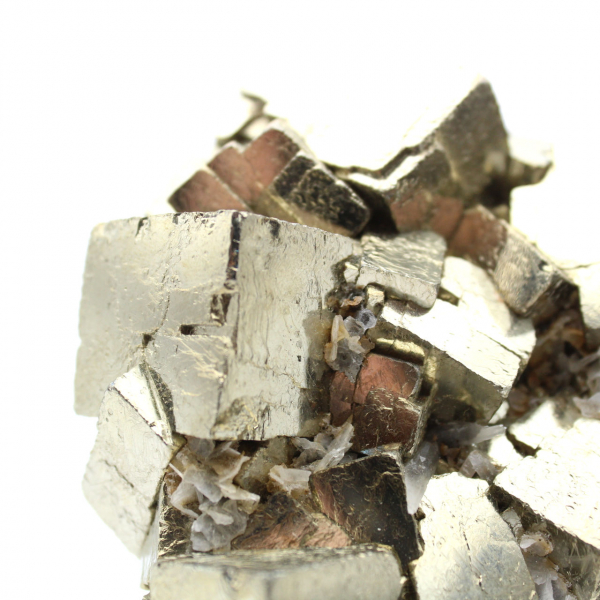 Pyrite avec cristaux de calcite et de quartz