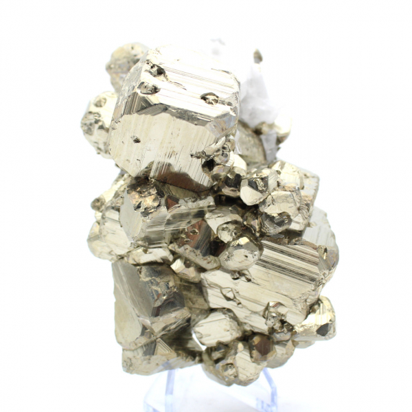 Grands cristaux de pyrite avec calcite