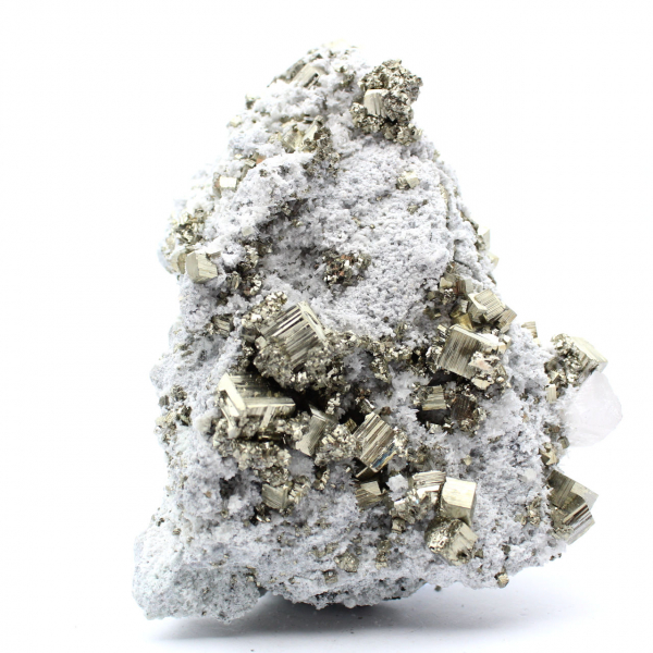 Pyrite sur gangue avec calcite et quartz