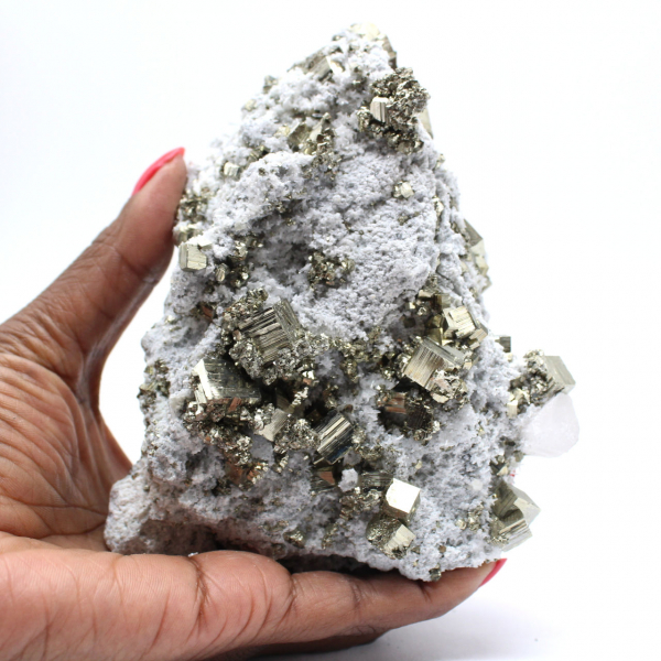 Pyrite sur gangue avec calcite et quartz