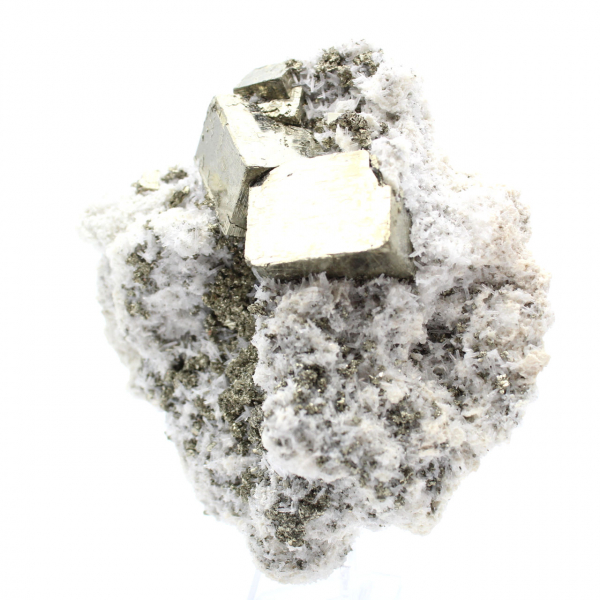 Pyrite sur gangue avec calcite et quartz