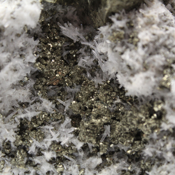 Pyrite sur gangue avec calcite et quartz