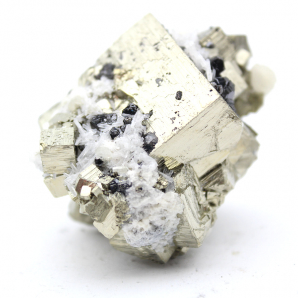 Pyrite avec cristaux de quartz et sphalérite